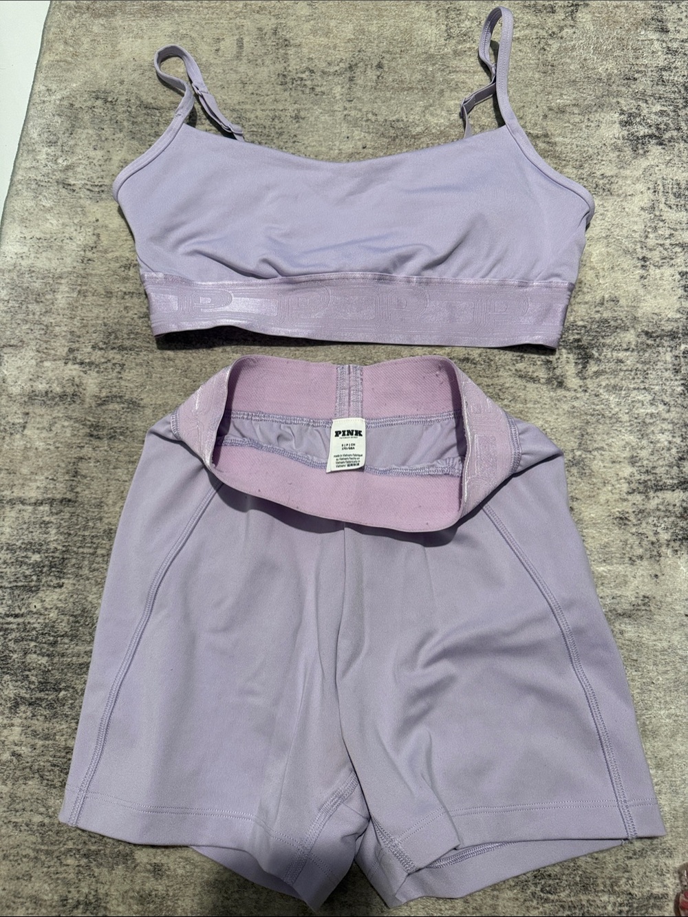 PINK Victoria's Secret Lavender Seamless Sports Bralette & High-Waist Shorts